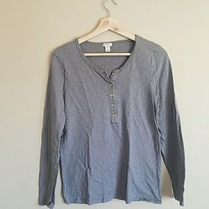 J. Crew Gray Henley with Gold buttons